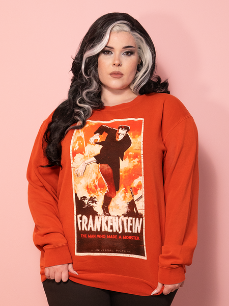 FRANKENSTEIN™ Vintage Movie Poster Sweatshirt in Rust Red