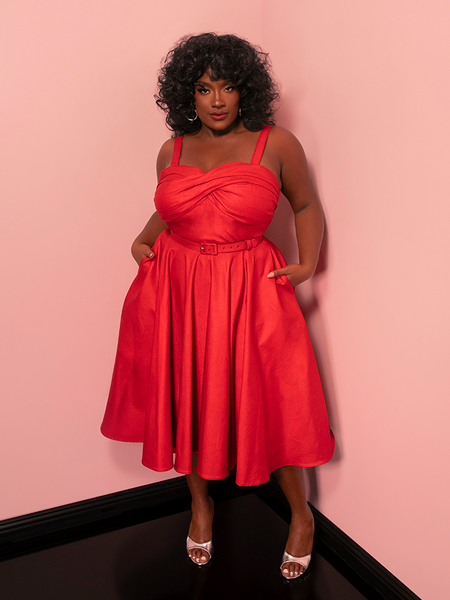 Vintage Style Dresses | Jawbreaker Swing Dress in Red Sparkle