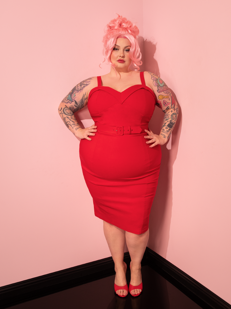 Maneater Wiggle Dress in Red - Vixen by Micheline Pitt