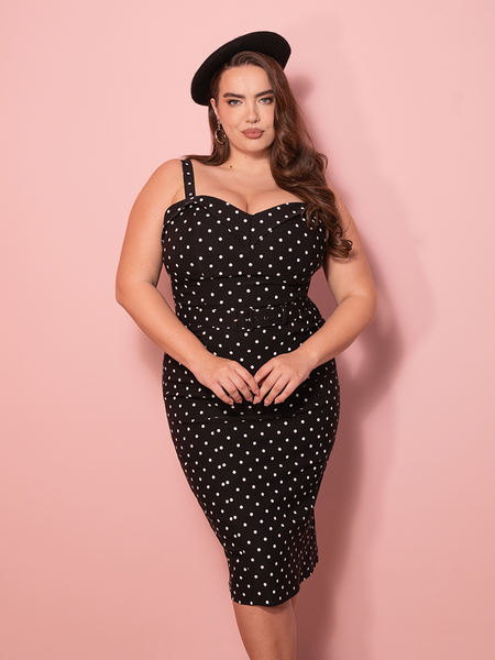 New FIT - Maneater Wiggle Dress in Black Polka Dot New FIT - Maneater Wiggle Dress in Black Polka Dot