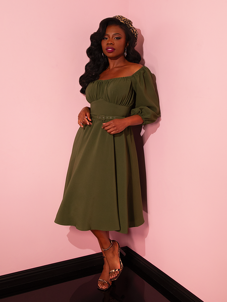 Vacation Dress in Olive Green Retro Dress Vixen by Micheline Pitt
