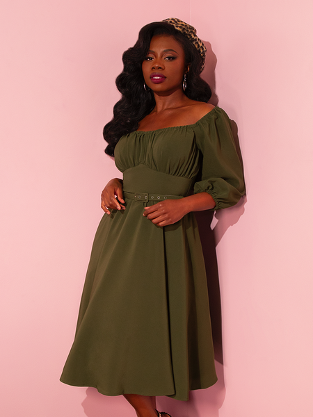 open lace back dress Vacation Dress in Olive Green