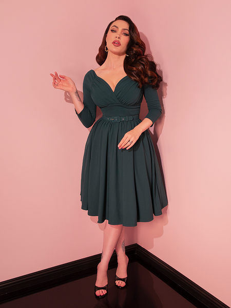 PRE-ORDER - Starlet Swing Dress in Hunter Green - Vixen by Micheline Pitt 2X PRE-ORDER - Starlet Swing Dress in Hunter Green - Vixen by Micheline Pitt 2X