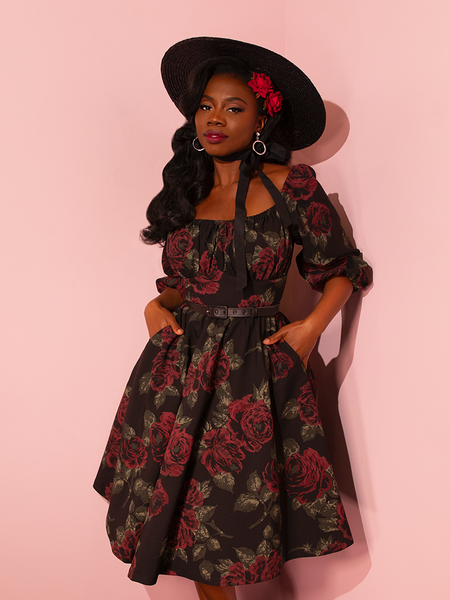 pink dress with black roses Blush Fancy Dress