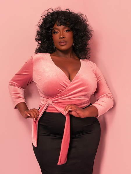 Wrap Top in Vixen Pink Velvet | Retro Era Tops – Vixen by Wrap Top in Vixen Pink Velvet | Retro Era Tops – Vixen by