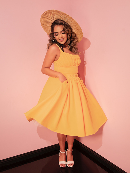 Ingenue Dress in Yellow | Retro Dress – Vixen by Micheline Pitt