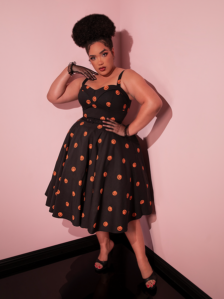 Pumpkin King Maneater Swing Dress in Black | Retro Inspired Dress