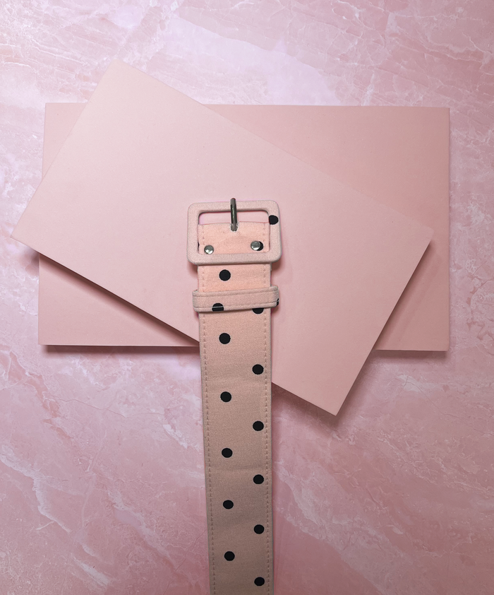 1.5" Belt in Sunset Pink and Black Polka Dot Bengaline - Vixen by Micheline Pitt