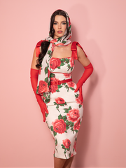 Vintage Dress | 1950s Wiggle Sundress and Scarf in Red Vintage