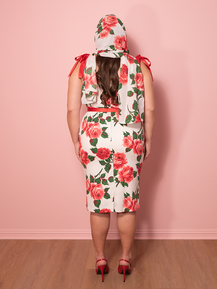 Vintage Dress | 1950s Wiggle Sundress and Scarf in Red Vintage Vintage Dress | 1950s Wiggle Sundress and Scarf in Red Vintage