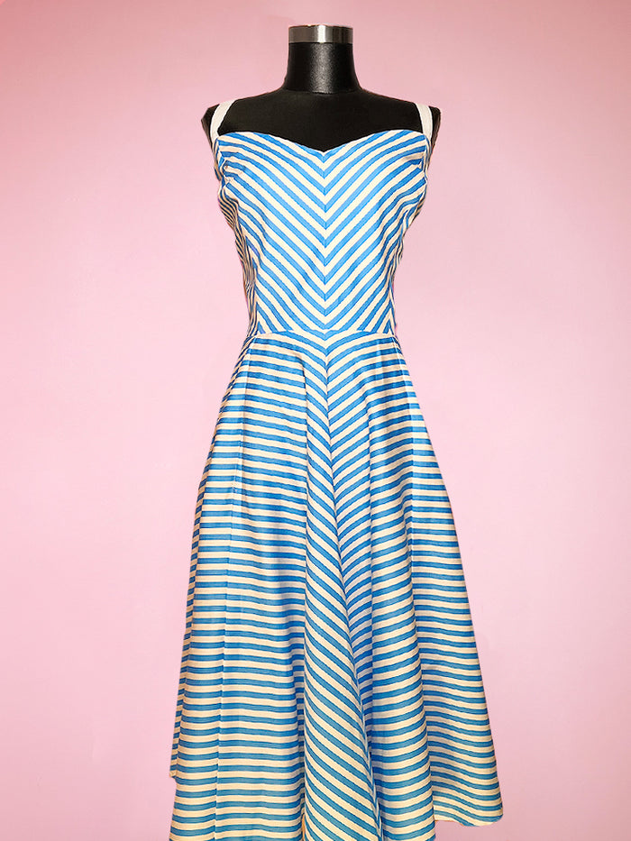 BACKLOT - Dollface Dress in Blue and White - Vixen by Micheline Pitt