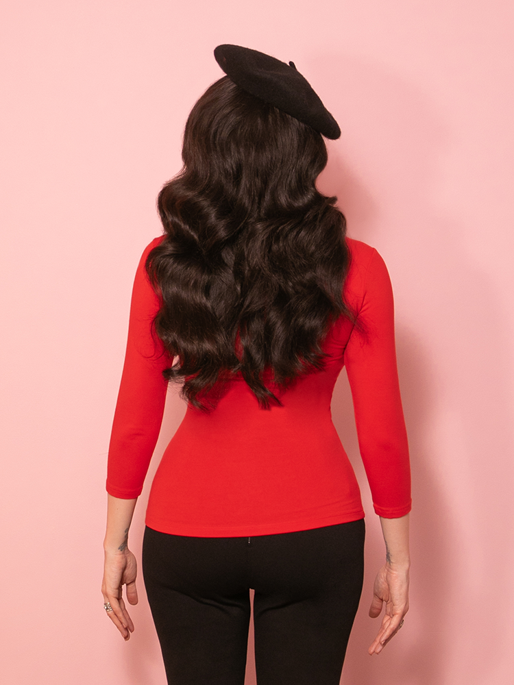 PRE-ORDER - NEW FIT - Bad Girl 3/4 Sleeve Top in Red - Vixen by Micheline Pitt