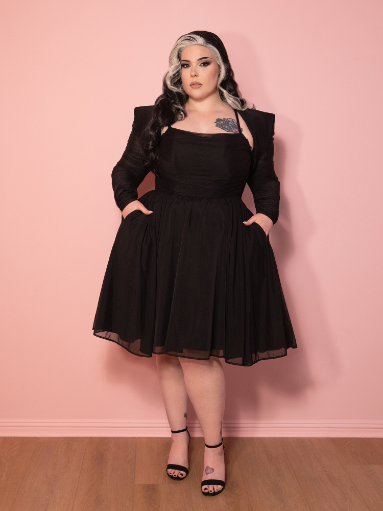 Bandage Corset Swing Dress with Bolero in Black | Vintage Swing Bandage Corset Swing Dress with Bolero in Black | Vintage Swing
