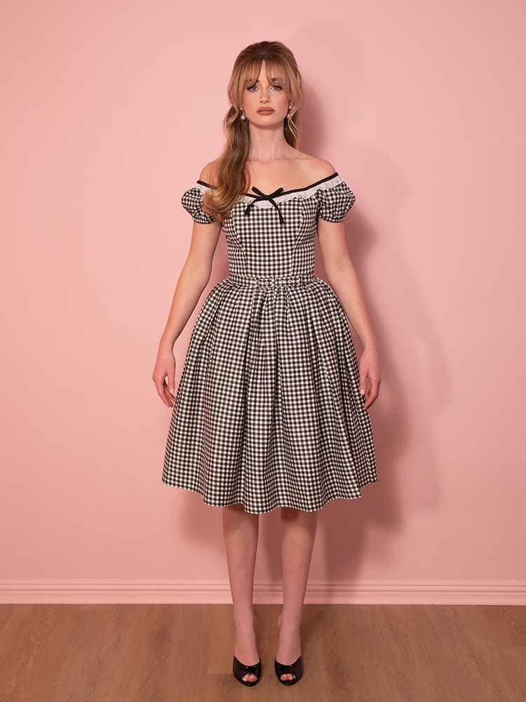 Bardot Beauty in Black Gingham Vintage Inspired Dress – Vixen by