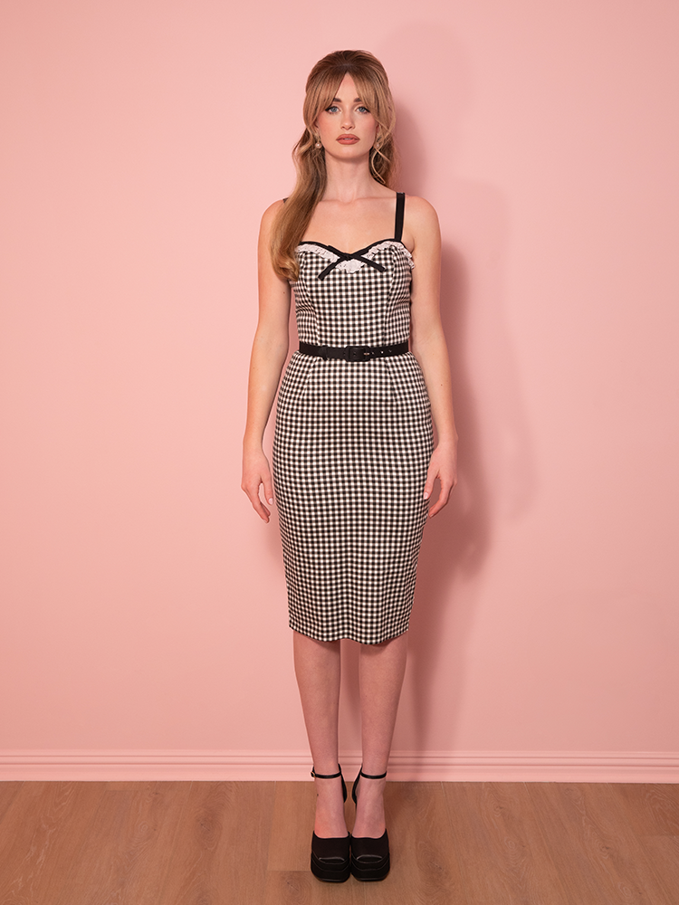 Bardot Beauty Wiggle Dress in Black Gingham - Vixen by Micheline Pitt 4X Bardot Beauty Wiggle Dress in Black Gingham - Vixen by Micheline Pitt 4X