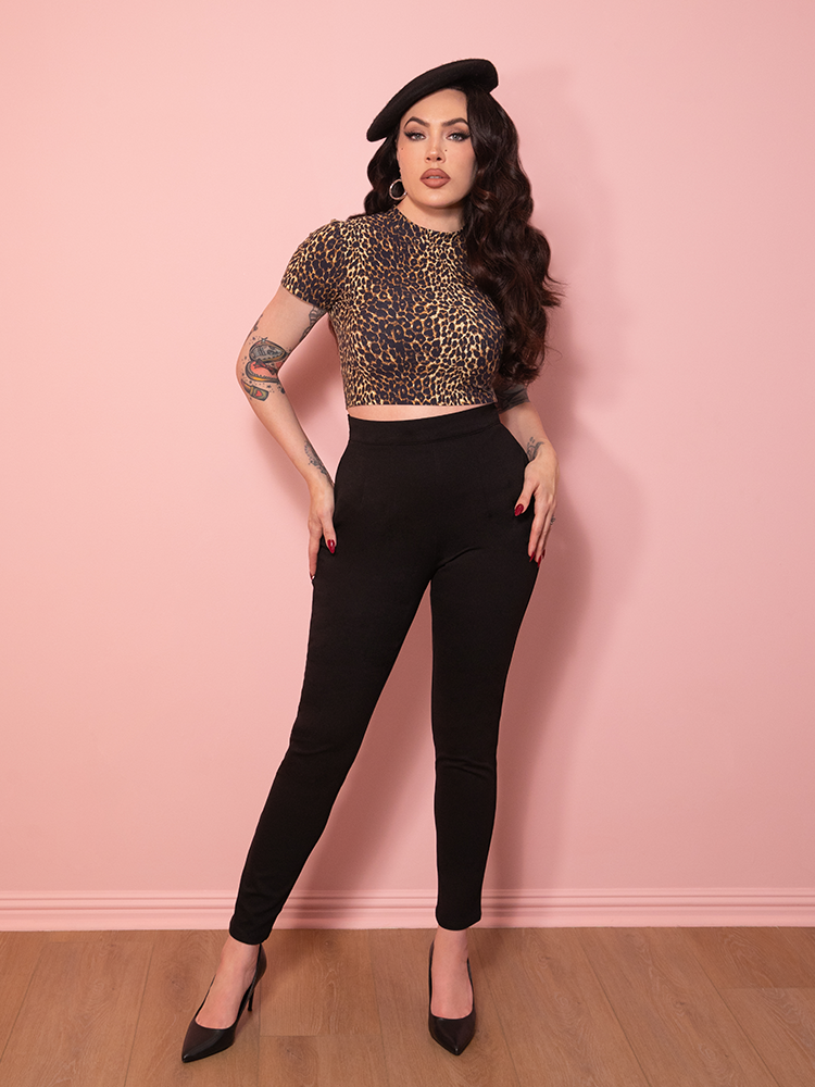 Cigarette Pants in Black Ponte - Vixen by Micheline Pitt