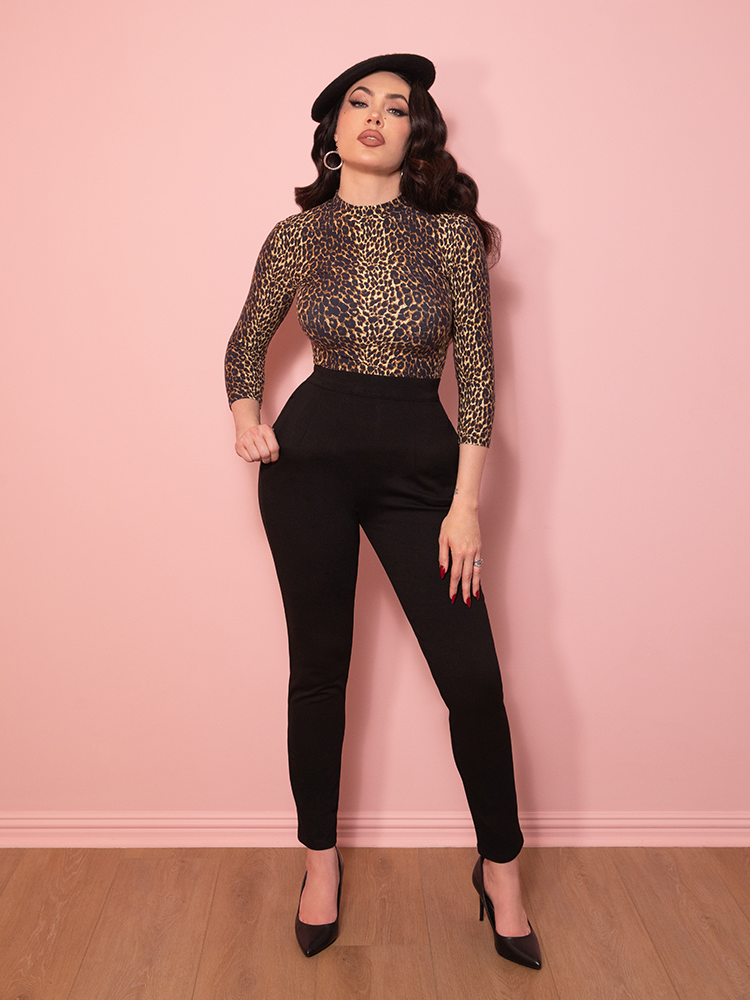 Cigarette Pants in Black Ponte - Vixen by Micheline Pitt