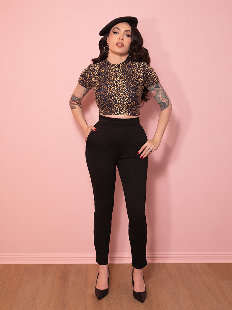 Cigarette Pants in Black Ponte - Vixen by Micheline Pitt