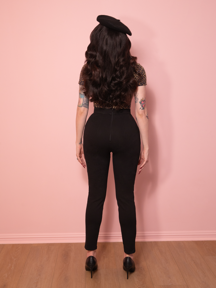 Cigarette Pants in Black Ponte - Vixen by Micheline Pitt