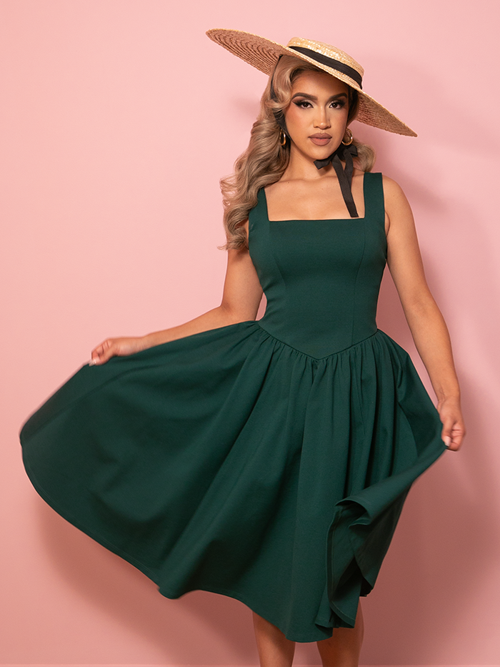 PRE-ORDER - Bombshell Swing Dress in Hunter Green - Vixen by Micheline Pitt