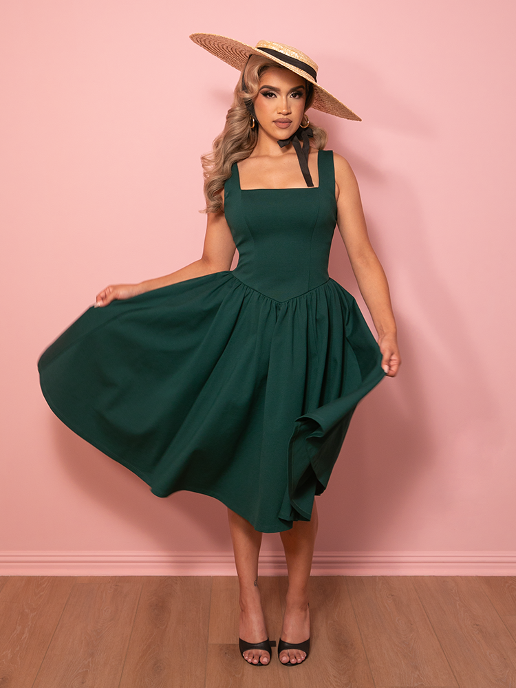 PRE-ORDER - Bombshell Swing Dress in Hunter Green - Vixen by Micheline Pitt
