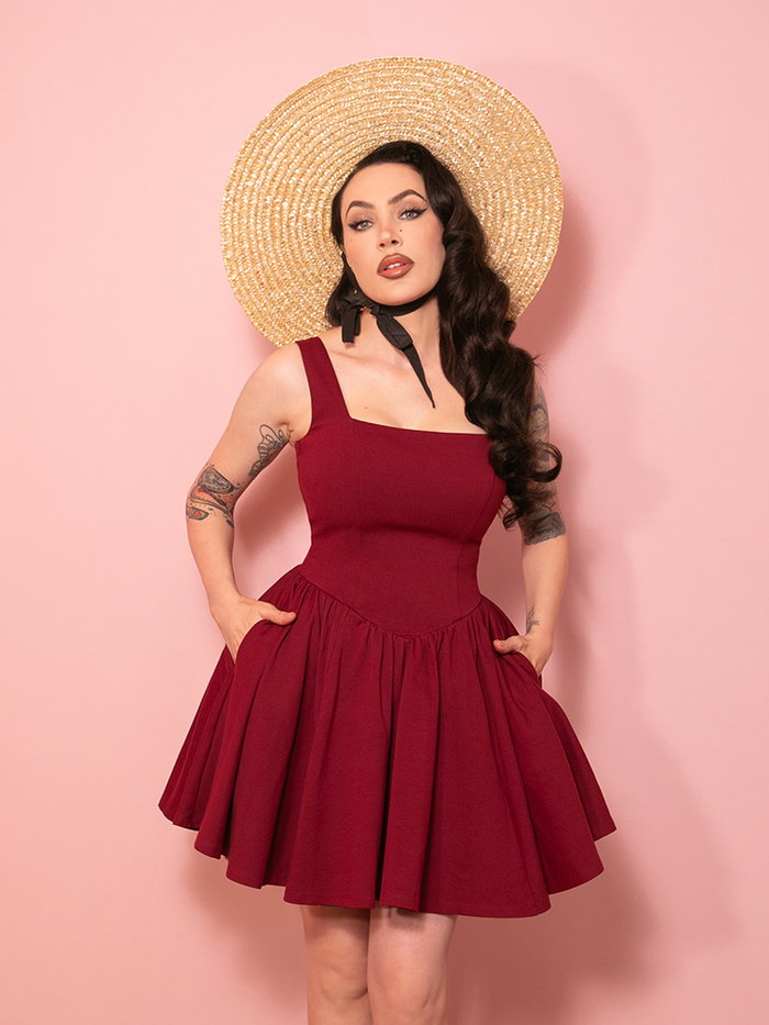 PRE-ORDER - Bombshell Swing Dress in Ruby Red MINI - Vixen by Micheline Pitt