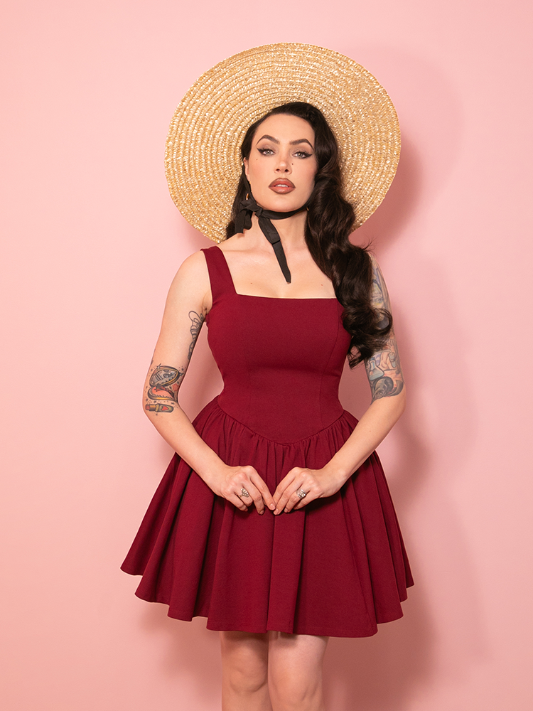 PRE-ORDER - Bombshell Swing Dress in Ruby Red MINI - Vixen by Micheline Pitt