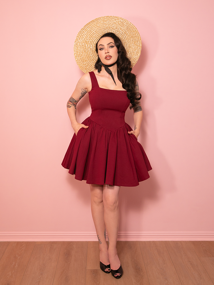 PRE-ORDER - Bombshell Swing Dress in Ruby Red MINI - Vixen by Micheline Pitt