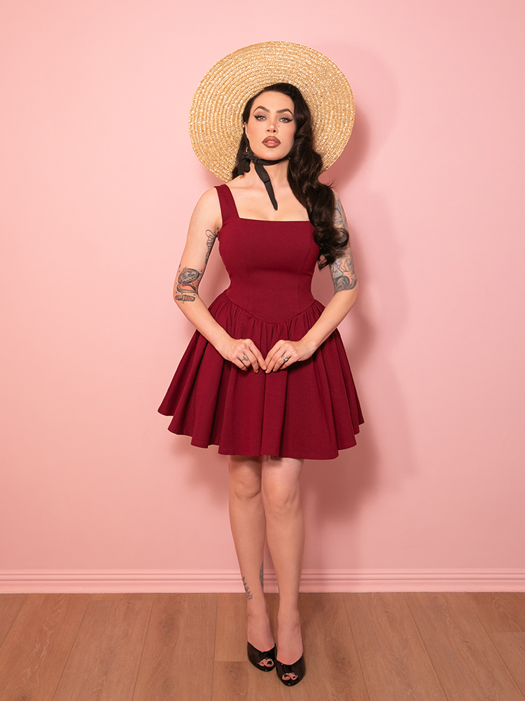 PRE-ORDER - Bombshell Swing Dress in Ruby Red MINI - Vixen by Micheline Pitt