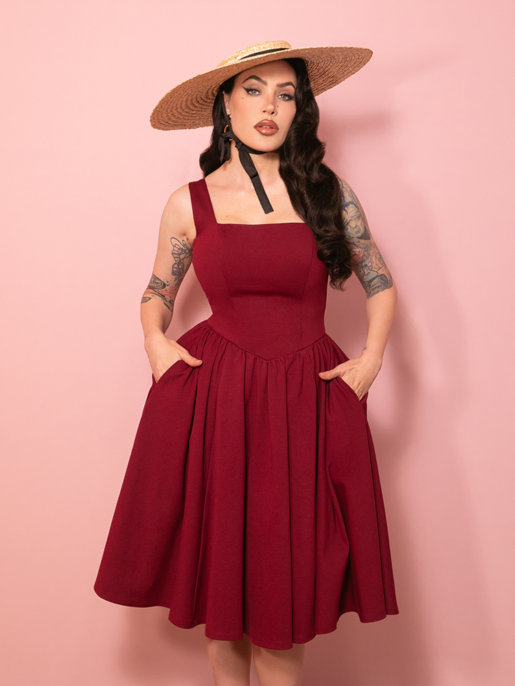 PRE-ORDER - Bombshell Swing Dress in Ruby Red - Vixen by Micheline Pitt
