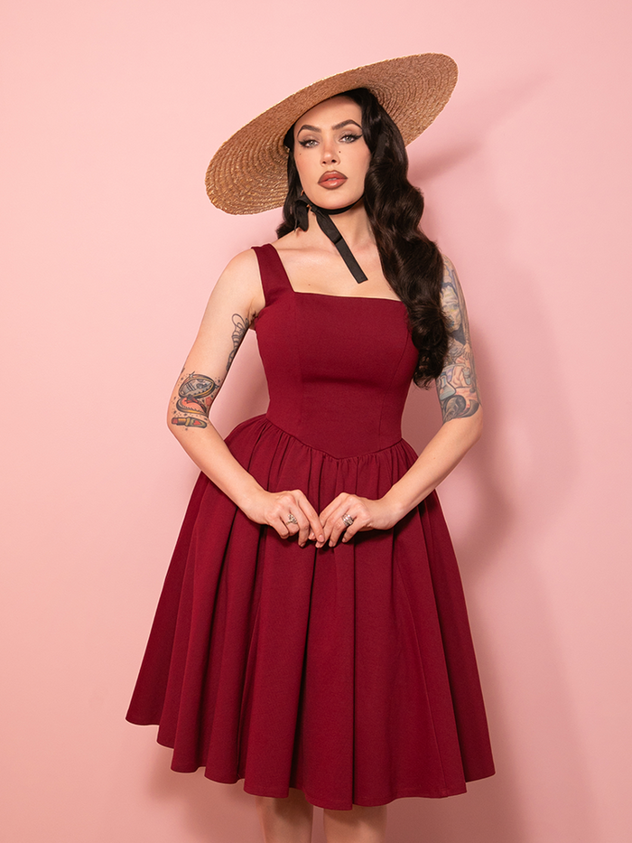 PRE-ORDER - Bombshell Swing Dress in Ruby Red - Vixen by Micheline Pitt