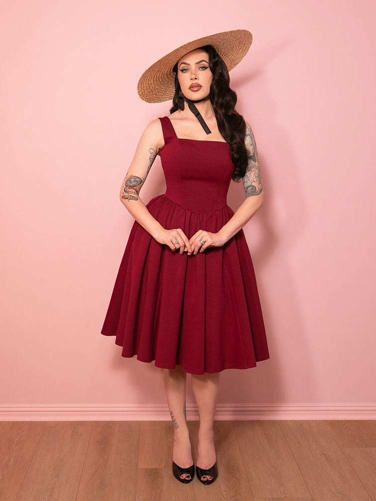 PRE-ORDER - Bombshell Swing Dress in Ruby Red - Vixen by Micheline Pitt