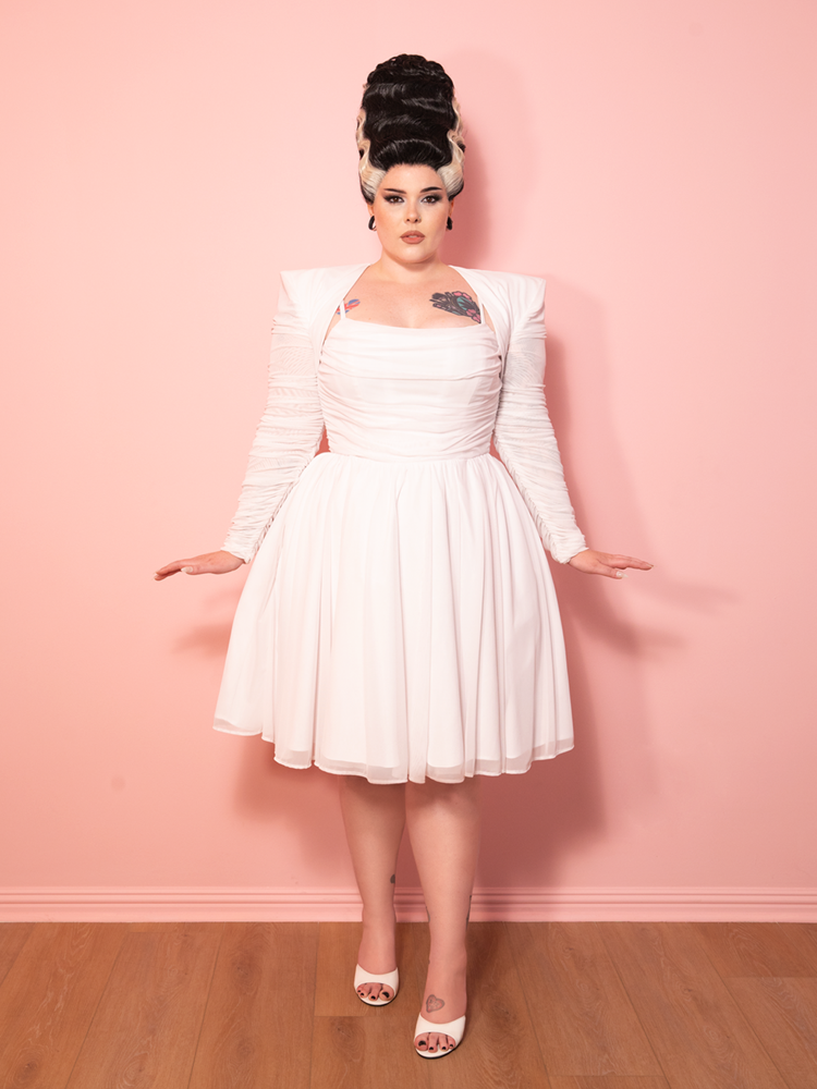 Universal Monsters: Bride of Frankenstein Bandage Corset Swing Dress in White L Universal Monsters: Bride of Frankenstein Bandage Corset Swing Dress in White L