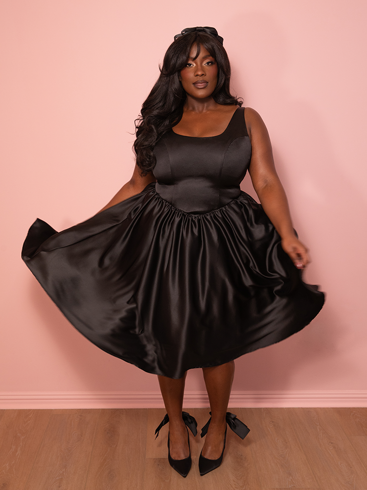 Satin Coquette Dress in Black - Vixen by Micheline Pitt S Satin Coquette Dress in Black - Vixen by Micheline Pitt S