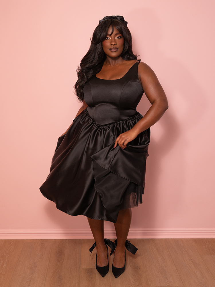 Satin Coquette Dress in Black - Vixen by Micheline Pitt S Satin Coquette Dress in Black - Vixen by Micheline Pitt S