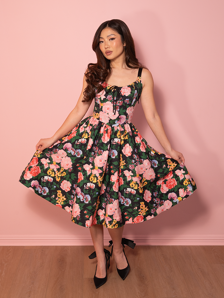 old fashioned corset dress vintage Victorian Velvet Floral Corset Dress
