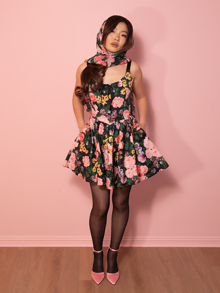 Vintage Dress Cottage Corset Dress in Vintage Garden Floral