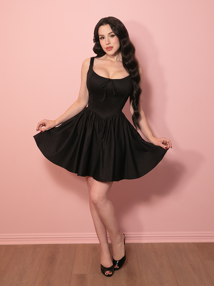 PRE-ORDER - Cottage Corset Dress in Black MINI - Vixen by Micheline Pitt