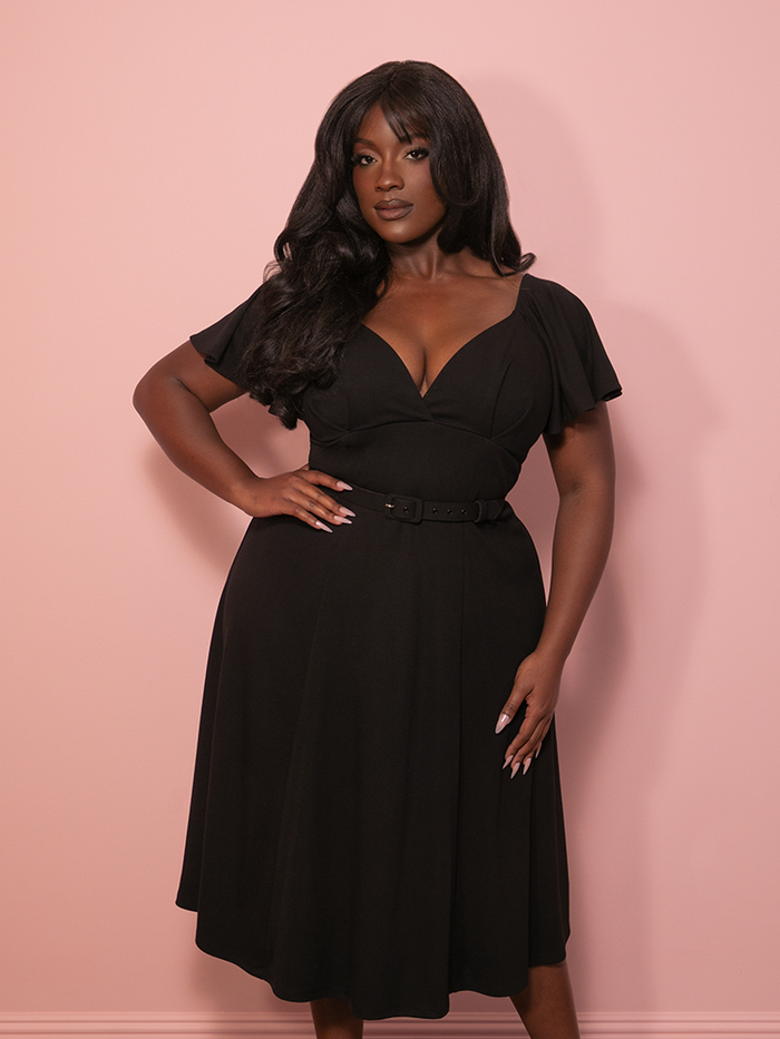 PRE-ORDER - Cozy Babydoll Swing Dress in Black (light-weight) - Vixen by Micheline Pitt