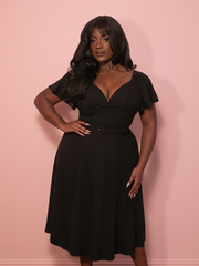 Cozy Babydoll Swing Dress in Black (light-weight) - Vixen by Micheline Pitt