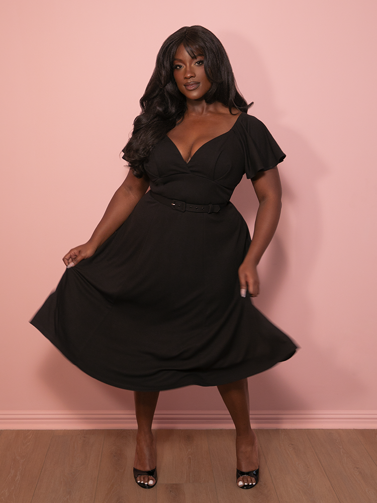 black babydoll midi dress Babydoll Midi Dress in Black