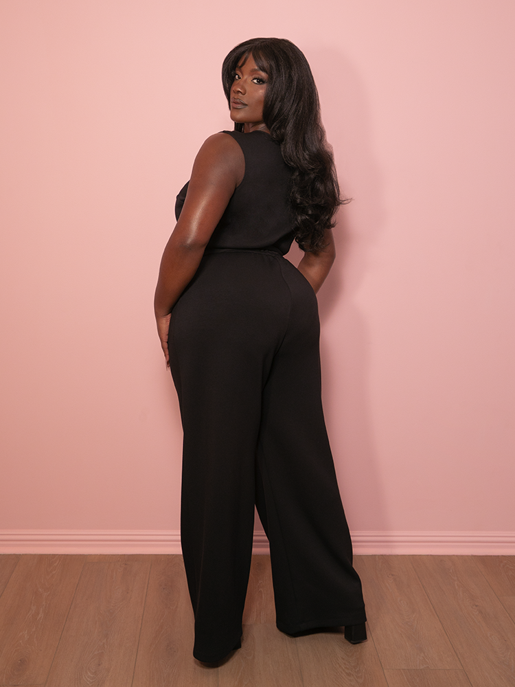PRE-ORDER - Cozy Wide Leg Jumpsuit in Black - Vixen by Micheline Pitt