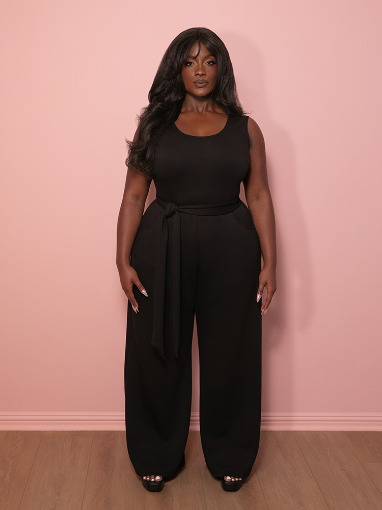 PRE-ORDER - Cozy Wide Leg Jumpsuit in Black - Vixen by Micheline Pitt