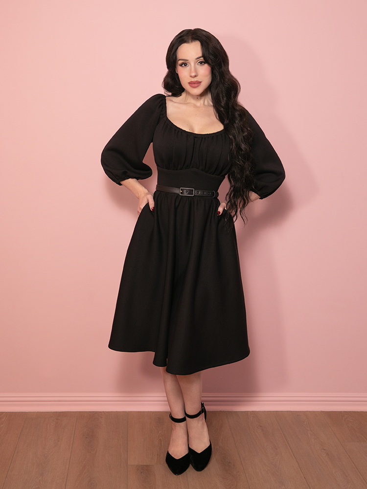 Cozy Vacation Dress in Black