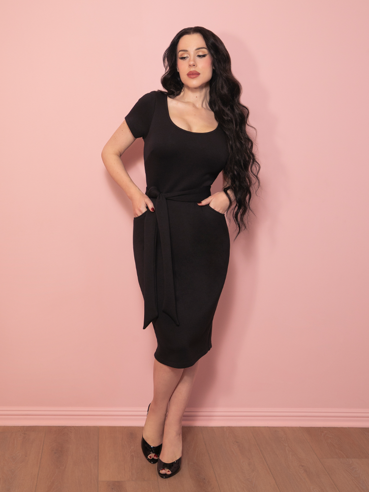 PRE-ORDER - Cozy Wiggle Dress in Black - Vixen by Micheline Pitt
