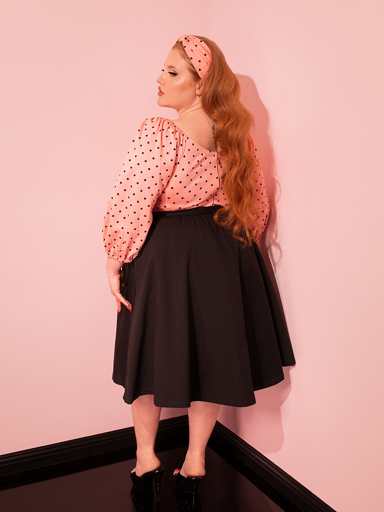 BACKLOT NON DAMAGED - Daydream Swing Dress in Peach Pink Polka Dot - Vixen by Micheline Pitt