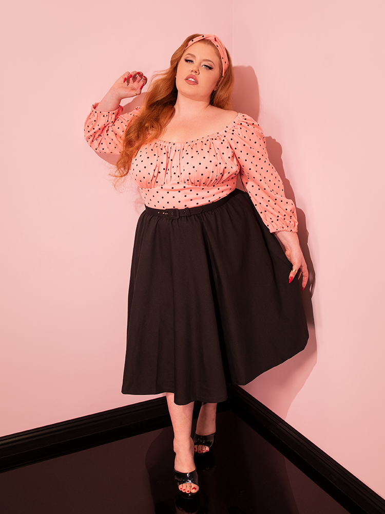 Daydream Swing Dress in Peach Pink Polka Dot - Vixen by Micheline Pitt
