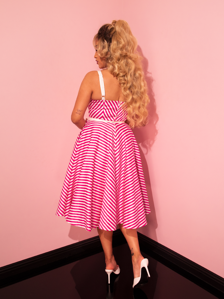 Dollface Dress in Pink and White - Vixen by Micheline Pitt