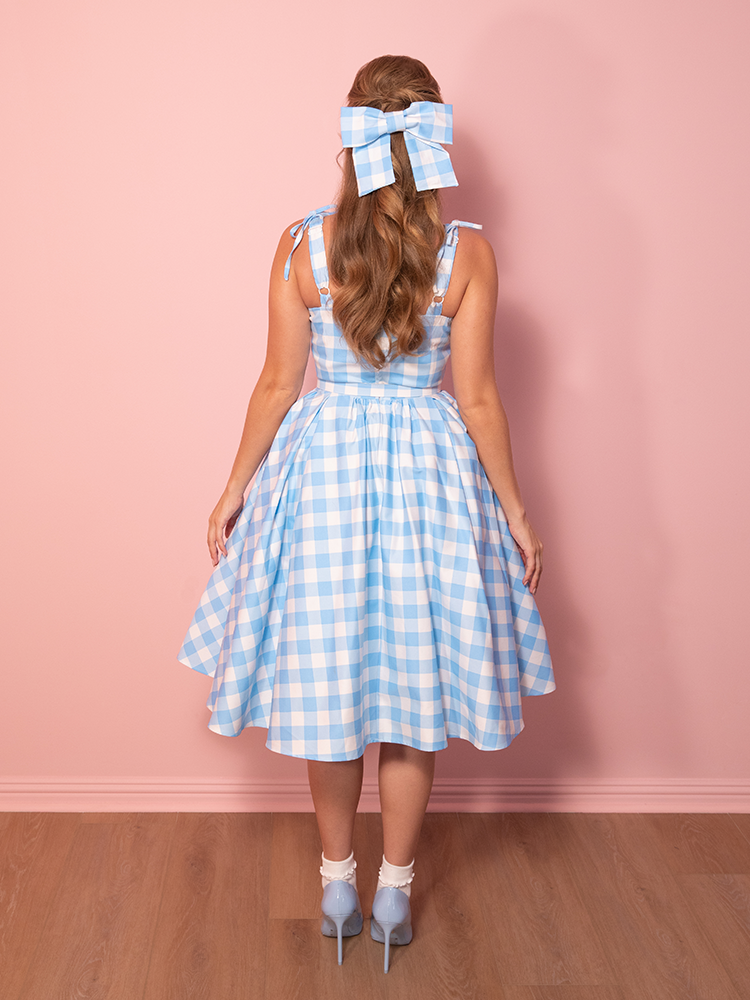 Dream-House Swing Dress and Matching Bow in Baby Blue Gingham - Vixen by Micheline Pitt 4X Dream-House Swing Dress and Matching Bow in Baby Blue Gingham - Vixen by Micheline Pitt 4X