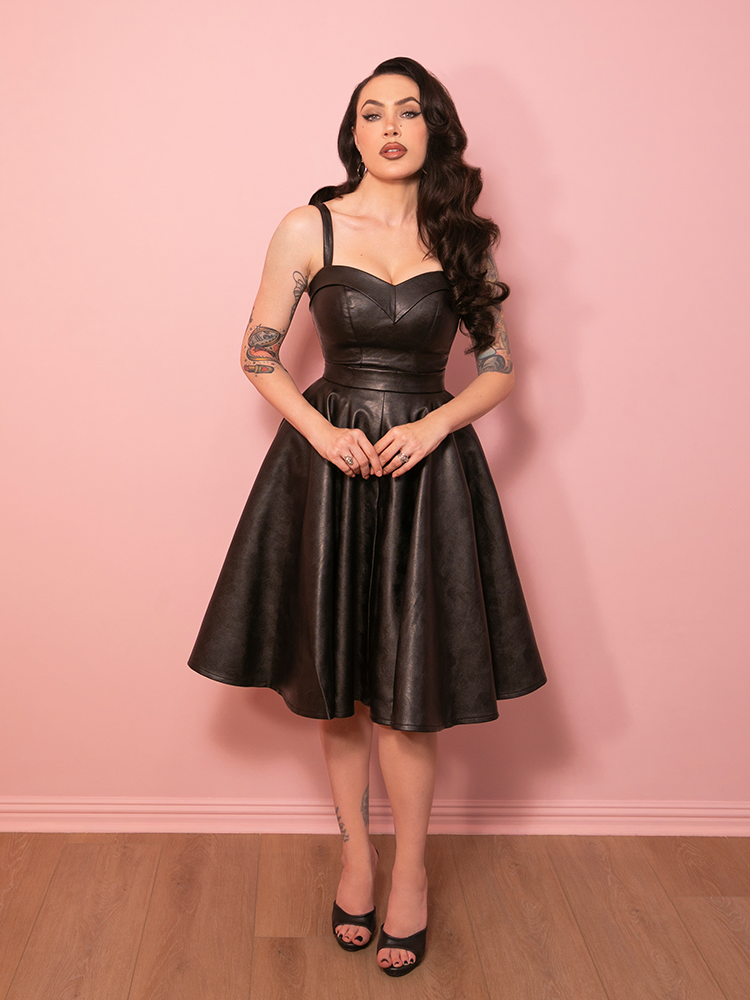 PRE-ORDER - Bad Girl Circle Skirt in Vegan Leather - Vixen by Micheline Pitt